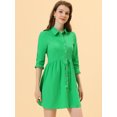 thumbnail image 2 of INSPIRE CHIC Women's 3/4 Sleeve Button Front Flare Mini Shirt Dress, 2 of 6