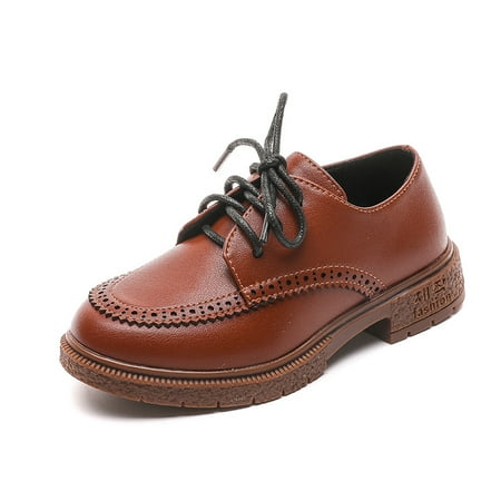 

Homeex New Korean Single Shoe Black British Style Primary School Brown 30