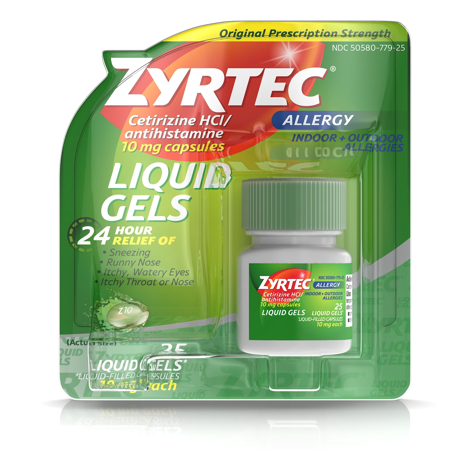 Zyrtec 24-Hour Allergy Relief, 10 mg, Liquid Gels 25 ea (Pack of 3)