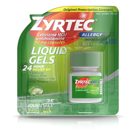 Zyrtec 24-Hour Allergy Relief, 10 mg, Liquid Gels 25 ea (Pack of 3)
