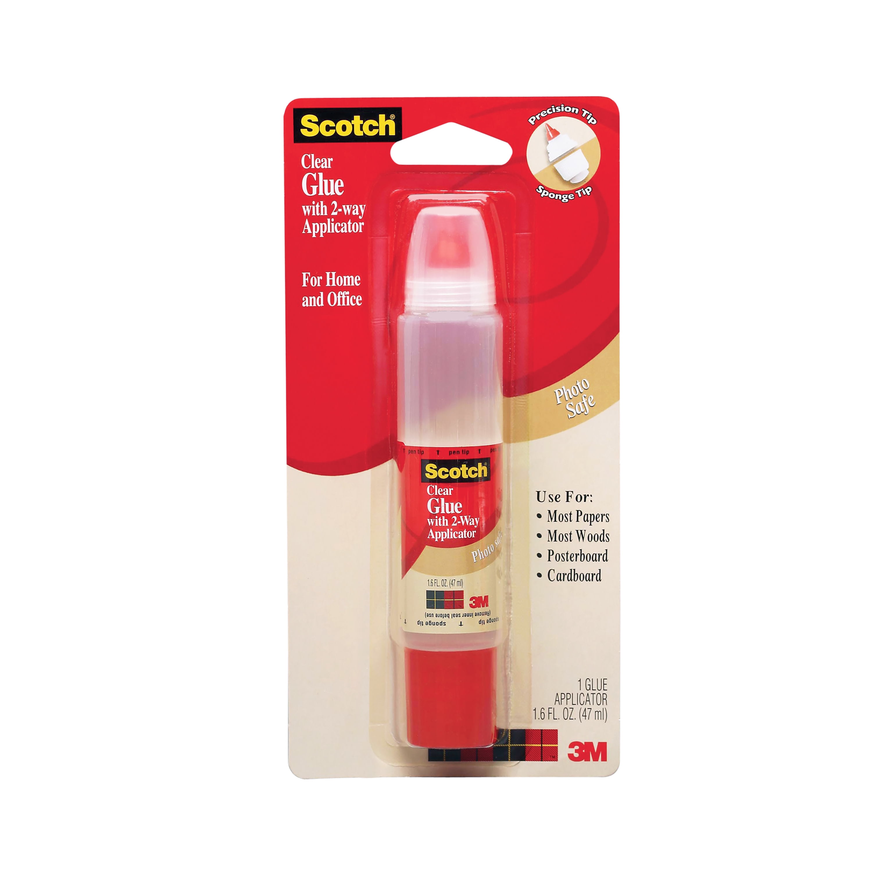 3M Scotch Clear Glue Stick with 2-Way Applicator, 1.6 oz