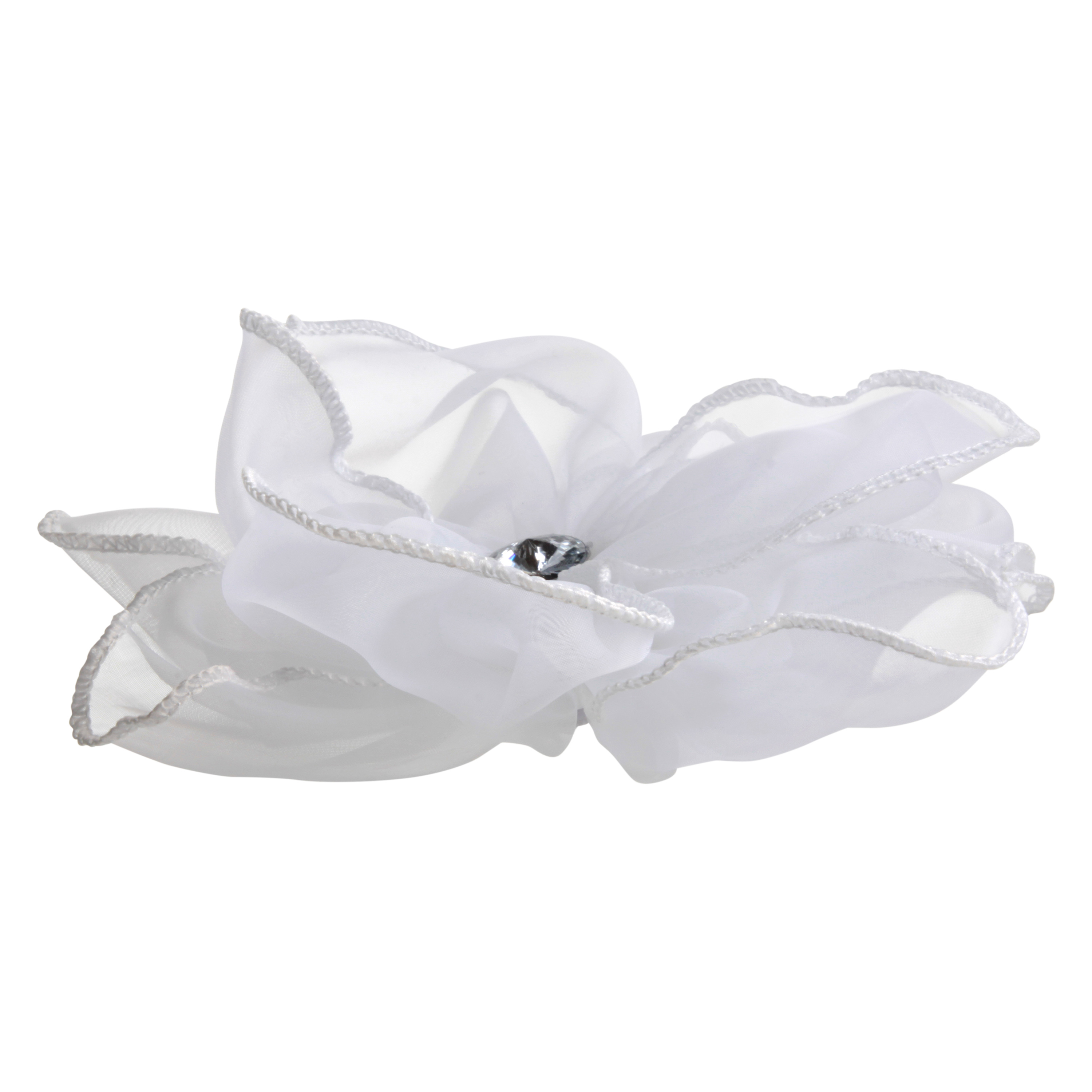 Offray White Large Sheer With Gem Center Flower Embellishment, 1 Each