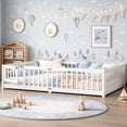 thumbnail image 3 of Bellemave Queen Montessori Floor Bed Frame with Fence and Door, Wood Queen Size Flooe Bed with Safety Guardrail, Removable Slats, Kids Montessori Beds for Boys Girls, White, 3 of 13