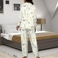 thumbnail image 7 of Kuiaobaty Butterfly Dragonfly Flower Pajama Set for Women Long Sleeve Sleepwear Button Down Nightwear Loungewear Soft Pjs Sets, XS, 7 of 7