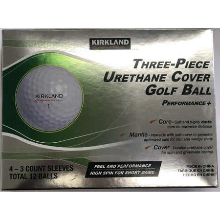 Kirkland Signature 3-Piece Urethane Cover Golf Balls, 12