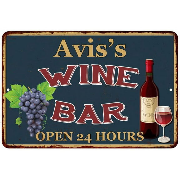 Avis's Green Wine Bar Sign Wall Decor 12 x 18 Matte Finish Metal 112180043134