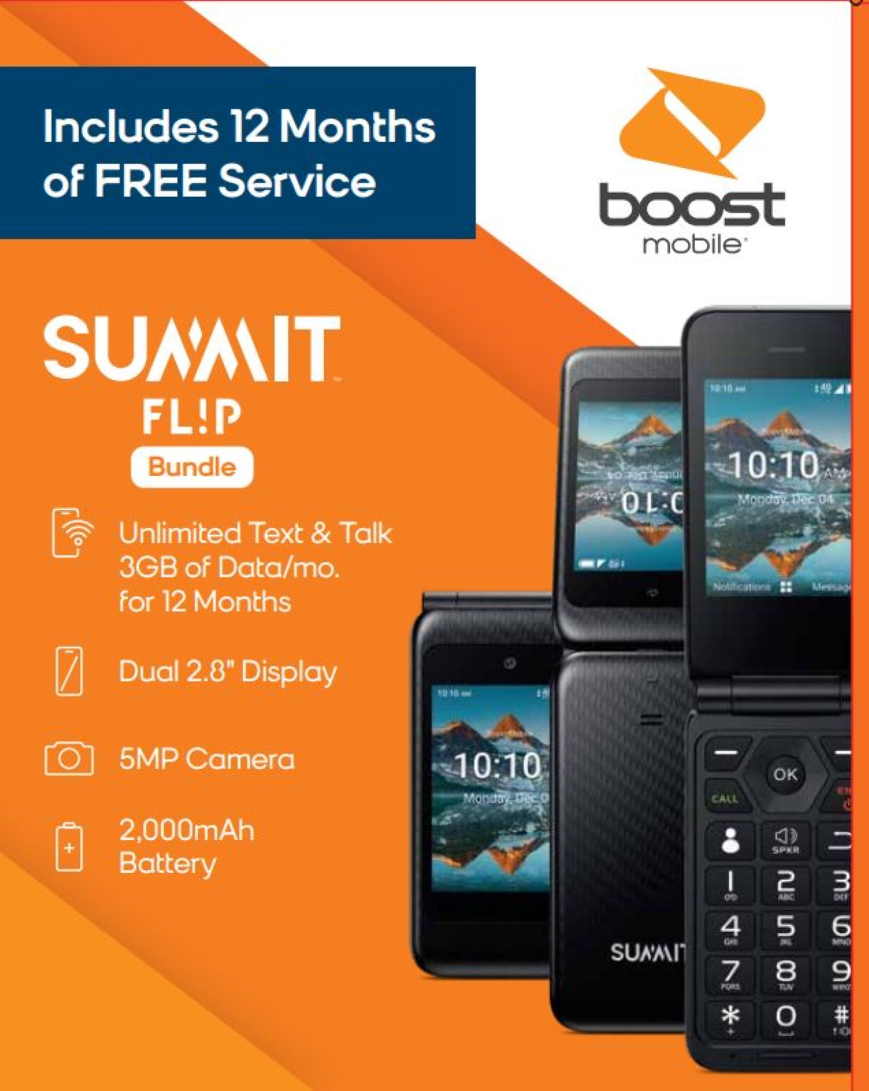 Boost Mobile Summit Flip Bundle - 12 Months of Boost Service Included