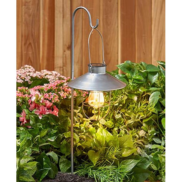 SOLAR CAGE LANTERN STAKE SILVER