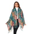 thumbnail image 3 of FORMRS Womens Scarf Winter Soft Long Big Warm Shawls Wrap Tassel Scarves, Pink Water Lilies Pattern, 3 of 9