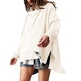 thumbnail image 2 of Sudadera con Capucha Extragrande para Mujer, Jersey con Mangas Murciélago y Cuello Redondo, Jersey con Diseño de Gofre Crema M, 2 of 7