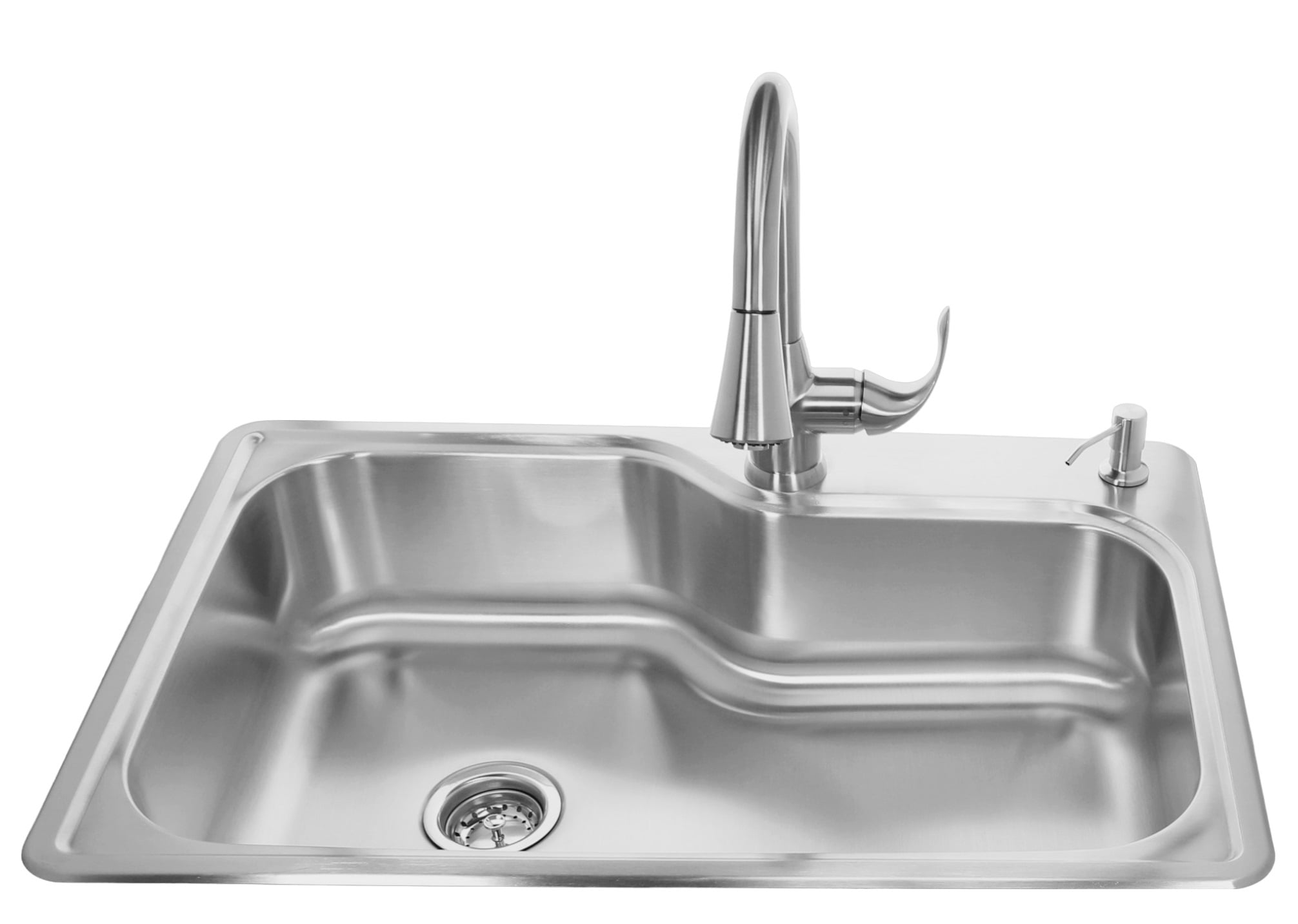 Waste Maid 33" Stainless Steel Single Bowl Sink Combo w/ Pull-Down  Faucet and 3/4 HP Disposer 60-WM-1000-75-D