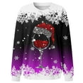 thumbnail image 5 of Ediodpoh Sweatshirt for Womens Merry Christmas Print O-Neck Round Neck Fit Pullover Tops Long Sleeve Loose Blouse Glass Snowflake Purple_001 S, 5 of 5