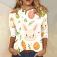 thumbnail image 2 of CAIXIA Happy Easter Shirts for Women 3/4 Length Sleeve Easter Cute Print Tee Round Neck T Shirts for Women Easter Day Gifts Womens Tops Trendy, 2 of 5