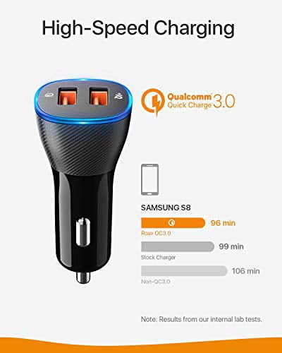Galaxy S8+/S8/S7/S6/Edge/Plus and More iPad Pro/Air 2/Mini Nexus LG for iPhone X/8/7/6s/Plus 30W Dual USB Car Charger with Quick Charge 3.0 Note 8/5/4 Renewed Roav SmartCharge Spectrum HTC 