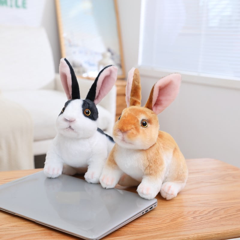 4 Pcs Bunny Stuffed Animal Plush for Easter Basket Stuffed Festival Party Favors Cute Soft Animal Plush Toys Stuffed Animals Rabbit Bulk  (White, Brown, Black, Gray)