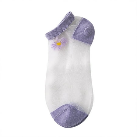 

Women Girls Sheer Ankle Socks Summer Floral Thin Transparent Mesh Lace See Through Clear Socks Pretty Silk Socks