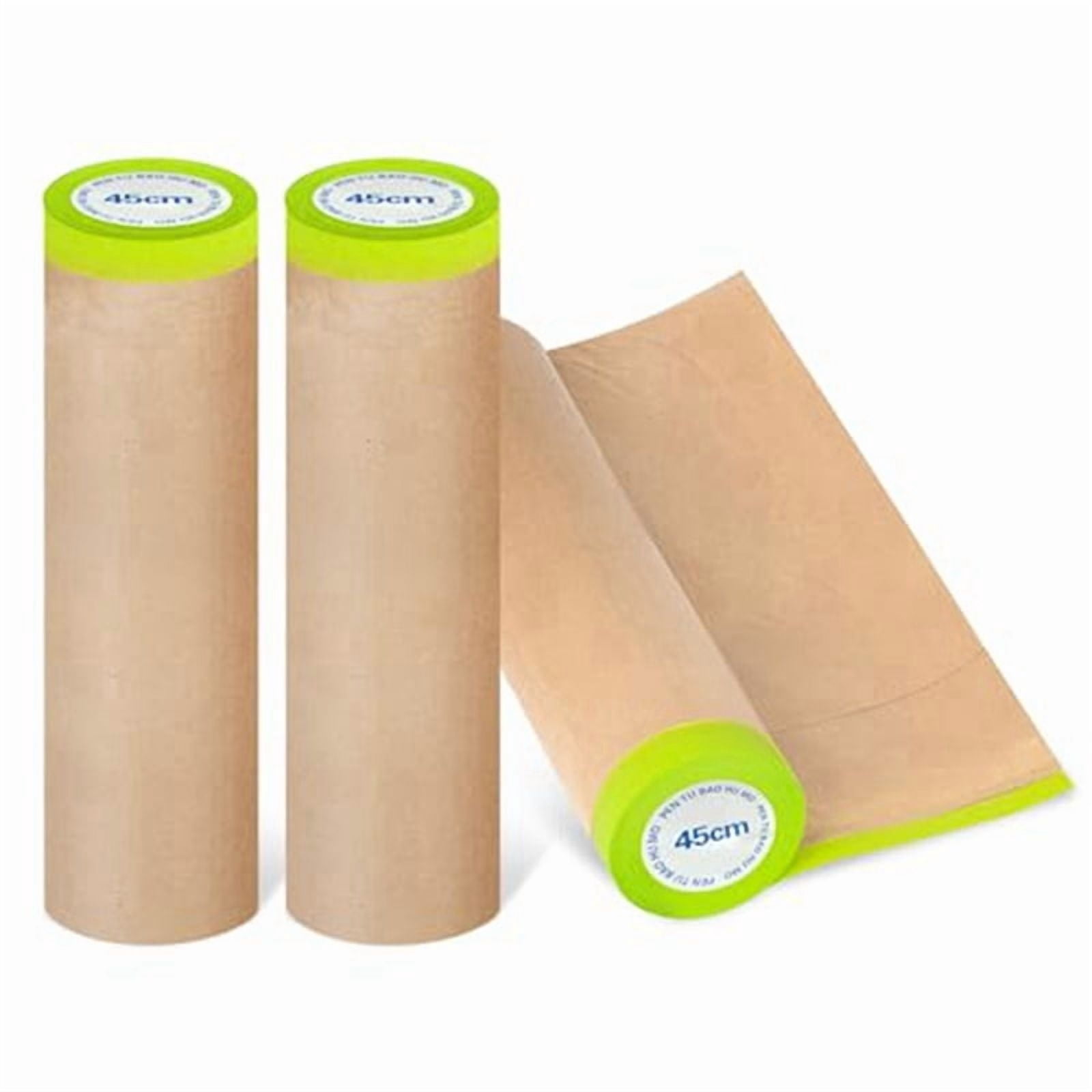 Pre-Taped Masking Paper for Painting, 18 Inchx50 Feet Paint Masking Paper, Tape and Drape Painters Paper, (6 Rolls)