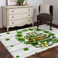 thumbnail image 3 of Area Rug for Living Room, St Patrick's Day Non-Slip Indoor Large Carpet for Bedroom/Dining Room, Lucky Shamrock Leaf Books Coffee Cups Wooden Washable Low-Profile Floor Mat Runner Rugs - 2.7 x 5 Ft, 3 of 8