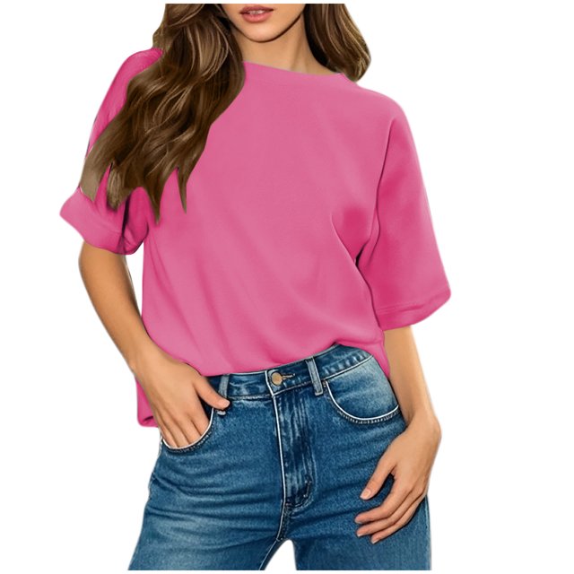 Camisetas Casuales de las Mujeres, Manga Corta Suelta, Cuello Redondo Casual Top para las Mujeres