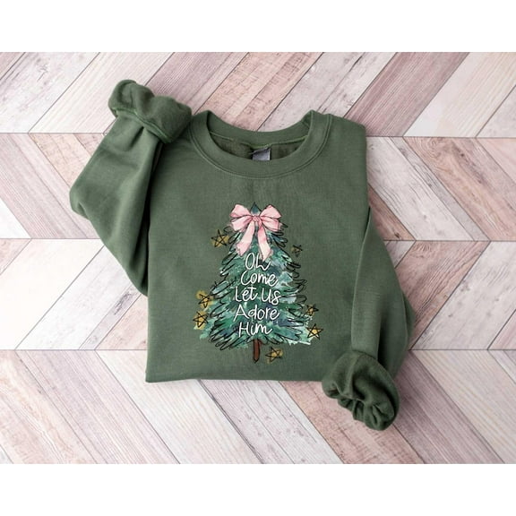 Adore Him Sweatshirt, Come Let Us Adore Him, Christian Sweater, Inspirational Gift, Nativity Sweatshirt, Religios Sweater, Xmas Party Gift