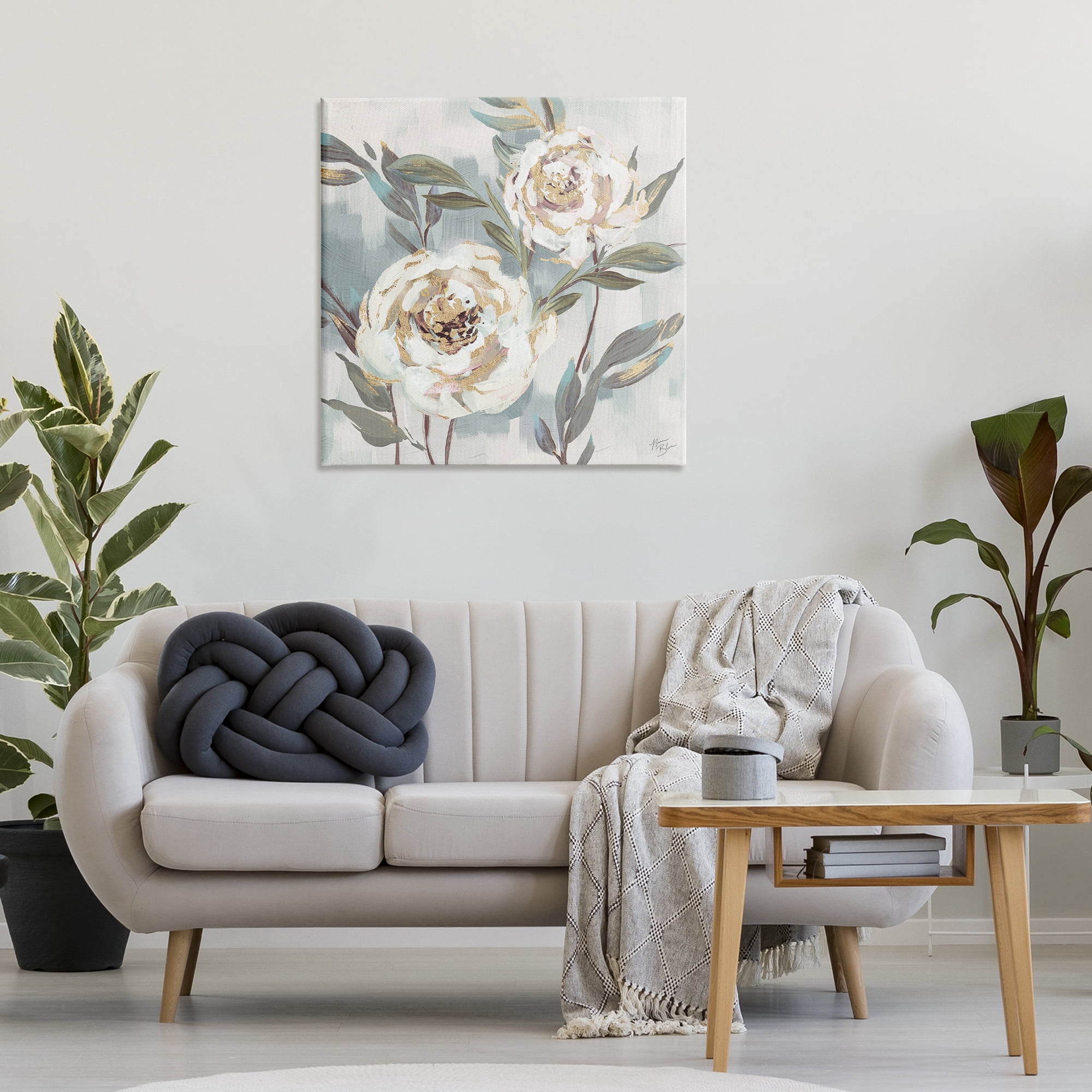 Stupell Industries Two Country Blossoms Plants & Flowers Painting Wrapped Canvas Art Print Wall Art, 30 x 30
