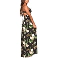 thumbnail image 2 of Womens Party Dress Sexy Chiffon V Neck Floral Print Side Slit Flowy Casual Long Maxi Dress, 2 of 4