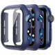 thumbnail image 1 of KAIYANG 2 fundas rígidas para reloj inteligente de PC + protector de pantalla de vidrio templado para Apple Watch Series 9/8/7 de 45 mm, estilo E, Apple Watch Series 9 4, azul oscuro, 1 of 5