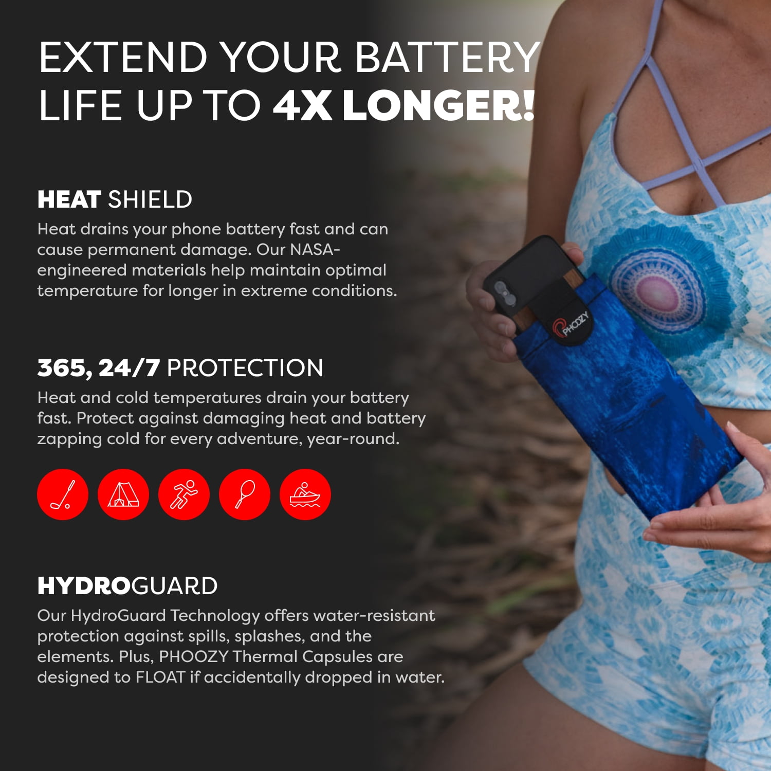 PHOOZY XP3 Phone Case, Thermal Protection, Medium, Marlin Blue