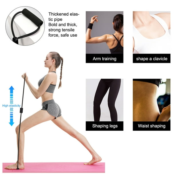 ACCEDE Resistance Exercise Band Stretch Fitness Band Figure 8 Exercise  Cords for Yoga Fitness Workout 8-shaped Stretch Band with Padded Handles  (Black) 