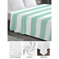 thumbnail image 6 of Anchor Aqua Twim Size Flat Sheet, Wrinkleproof & Fadeproof Cooling Flat Bed Sheet Only, Modern Navy Blue White Striped Nautical Breathable Soft Bedding Top Sheets 66 x 96 Inches, 6 of 8