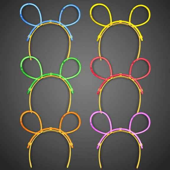 FlashingBlinkyLights Premium Glow Mouse Ears Headbands in Assorted Colors