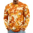 thumbnail image 3 of LNZGNM T-shirts for Men Long Sleeve Crew Neck Camo Comfortable Soft with Easy Care Tee Vacation Leisure Everyday,Saffron(XL), 3 of 8