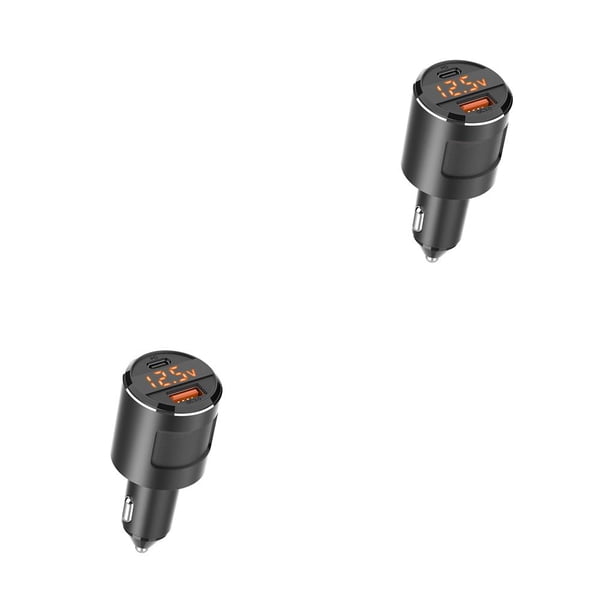 Sidaley Dual USB Auto Vehicle Car Charger QC 3.0 Adaptador de carga rápida 65W 5V 4.2A de coche con puertos duales USB-A USB-C Negro 2piezas