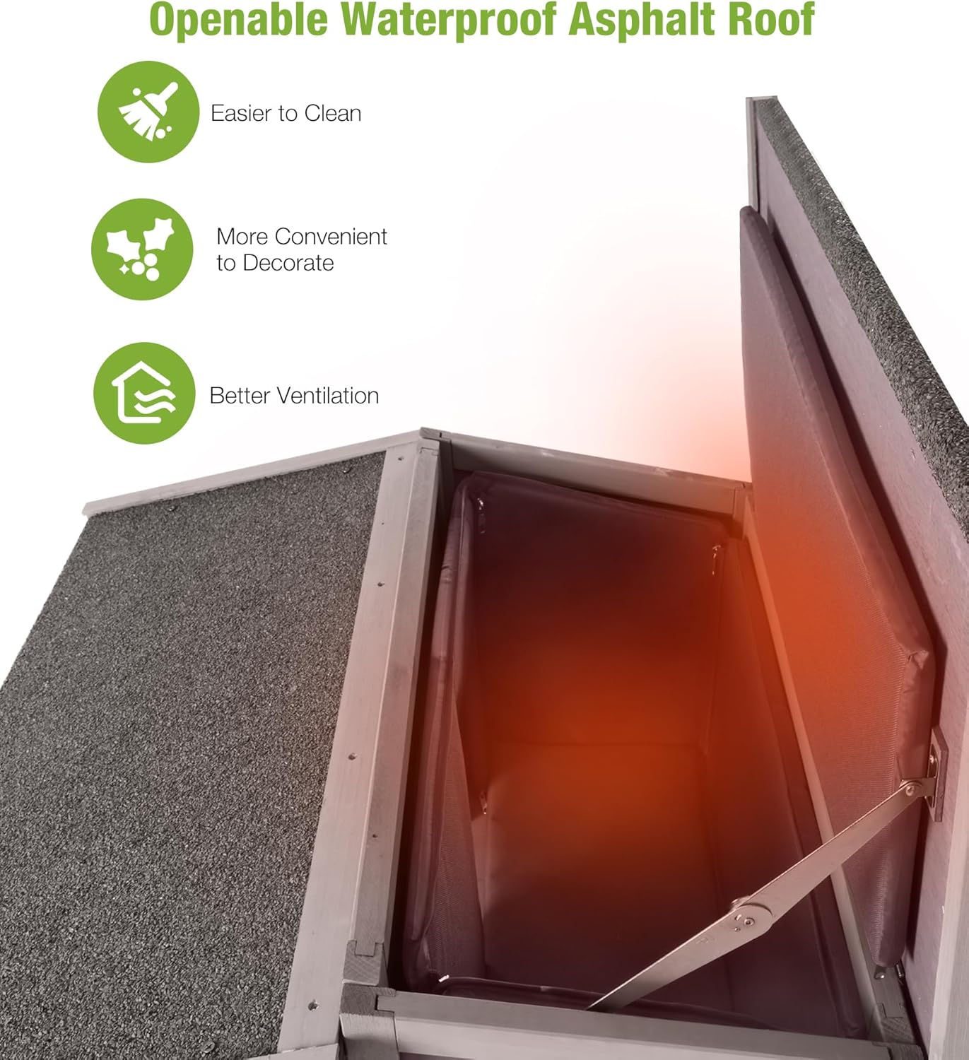 MEDEHOO Insulated Cat House Outdoor for Winter, Wooden Weatherproof Outside Feral Cat Shelter with Liner, Large Balcony, Escape Door, PVC Door Strip, for Outdoor & Indoor