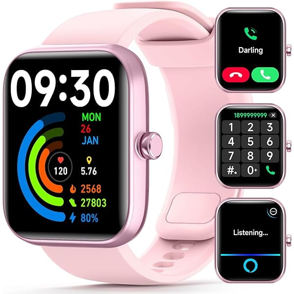wonima11 WNH Smart Watch HD Large Display, Smart Watches for Women Men with Clear Bluetooth Call, 24/7 Health Monitoring, Fitness Tracking, Waterproof Fitness Tracker Watch for Android iOS, Pink