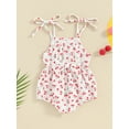 thumbnail image 2 of Bslissey 3M 6M 9M 12M Infant Girls Sleeveless Romper Baby Girl Cherry/Carrot Print Tie-up Strap Bowknot Jumpsuit Newborn Cute Cotton Linen Bodysuit Summer Clothes, 2 of 8
