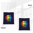 thumbnail image 3 of DouZhe Reusable Grocery Bags, Pride Rainbow Lips Lightweight Polyester Canvas Cloth Tote Bag for Travle Gym Shopping School, 15" x 16", 3 of 7