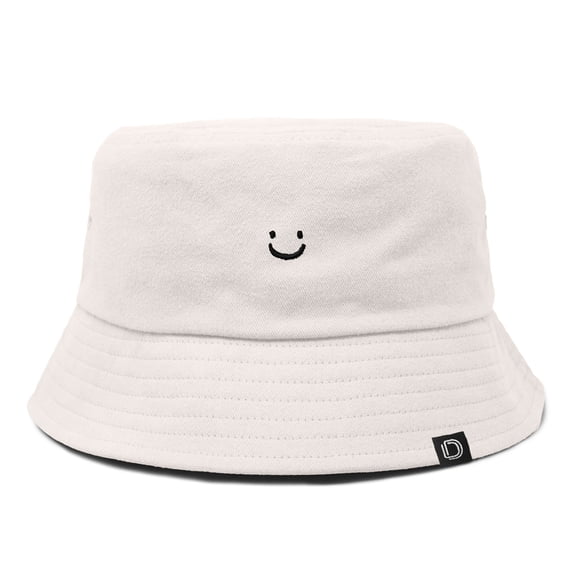 Dalix Lil Smile Cotton Bucket Hat Lightweight Outdoor Travel Beach Everyday Womens in Parchment White XL X-Large