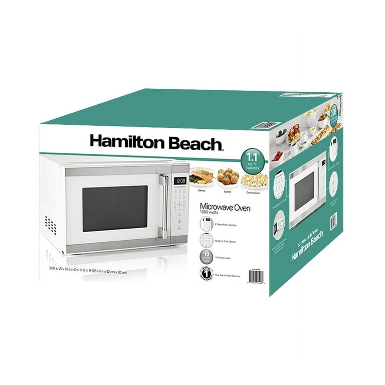 Hamilton Beach 1.1 cu. ft. Countertop Microwave Oven, 1000 Watts, White  Stainless Steel 