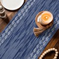 thumbnail image 4 of Navy Blue Textured Table Runner 90 Inches Long,Farmhouse Country Woven Striped Cotton Linen Table Runners Dresser Scarves,Fabric Tabletop Scarf Furniture Cover for Home Dinner Party 13"x90", 4 of 9