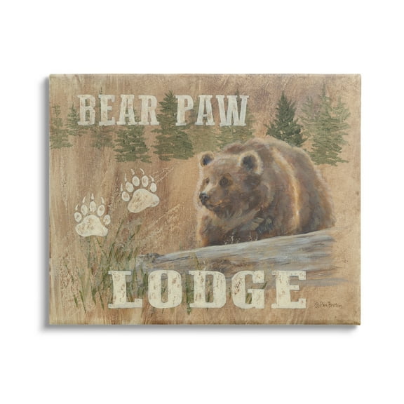 Stupell Bear Paw Lodge Cabin Paw Shapes Animals & Insects Painting Gallery Wrapped Canvas Print Wall Art