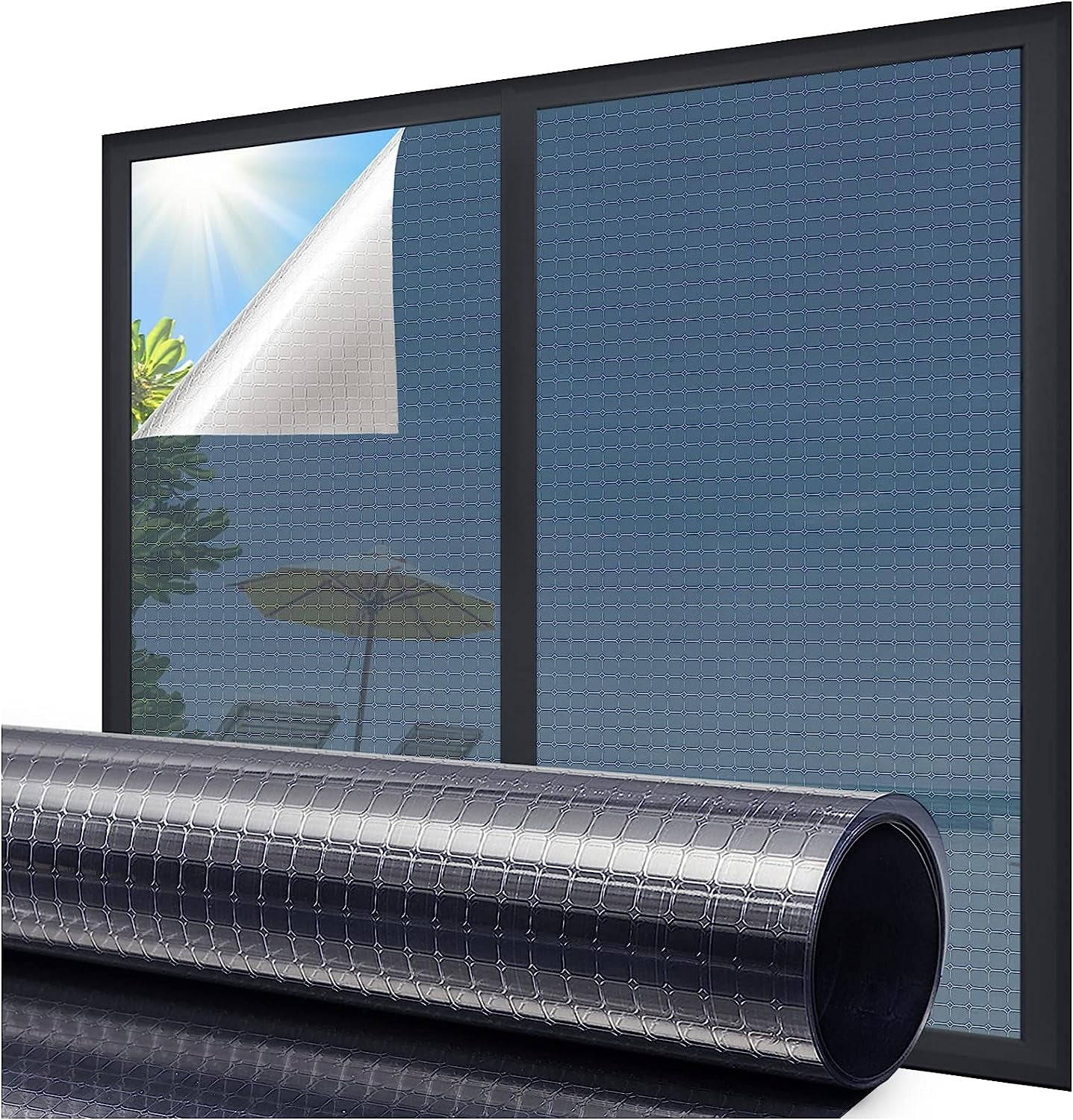 One Way Privacy Window Film, See Out Not in Mirror Tint for Home Reflective Window Film, Heat UV Blocking Static Cling for Office Front Door Daytime Privacy Covering