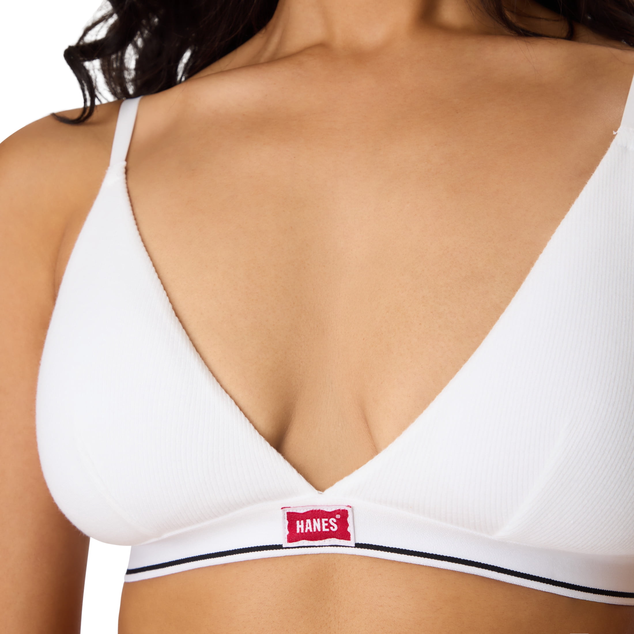 Hanes Triangle Bra, Originals Moisture-Wicking Bra, Lightly Padded