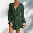 thumbnail image 5 of sertiohcv Womens Work Dresses Fall Fashion Women's Wear to Work Dresses Long Sleeve Midi Dress Elegant Business Office Dress with Pockets Green,Size M, 5 of 5