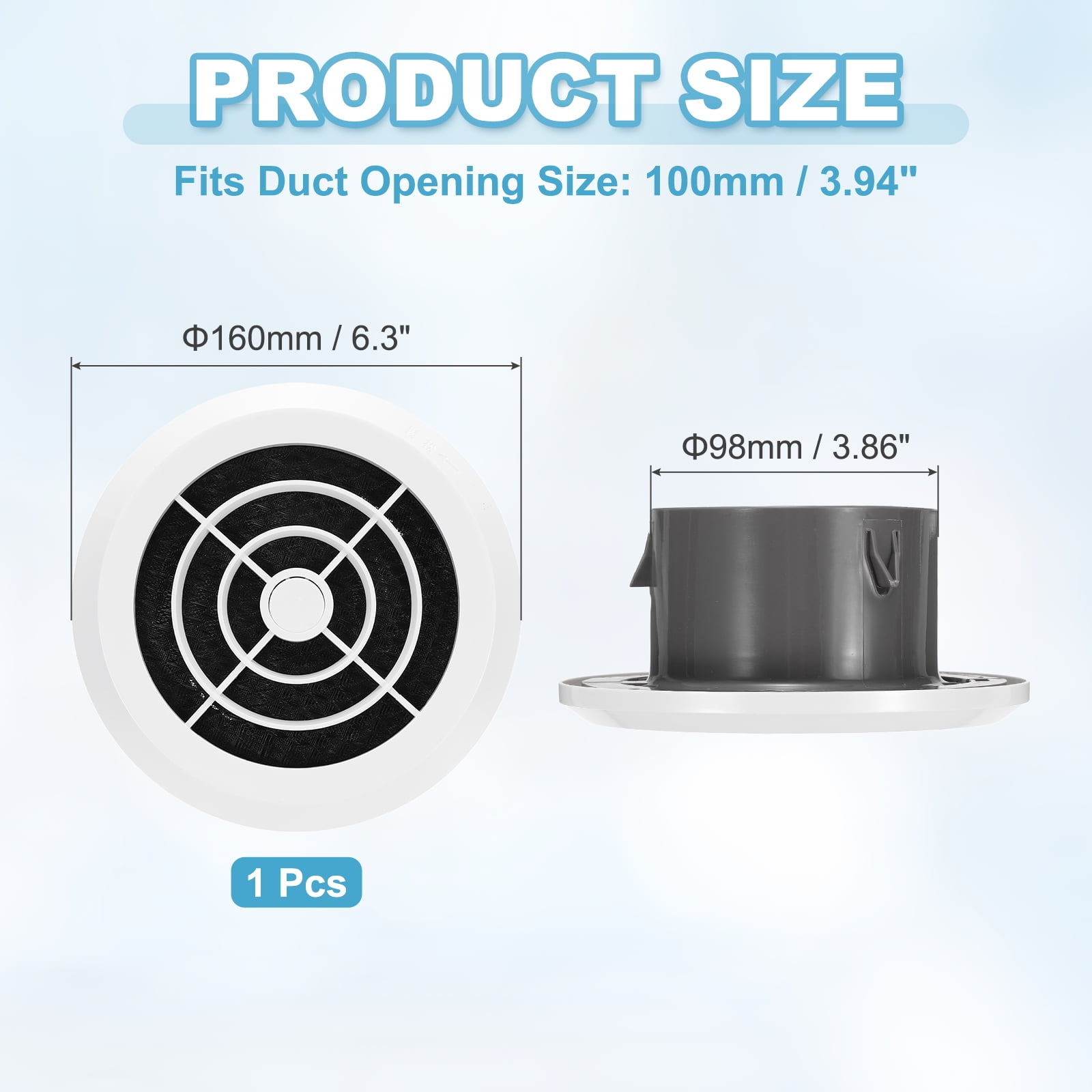 Uxcell 4 Inch Round Air Vent Cover, ABS Air Diffuser Ceiling Vent Covers, Black/White