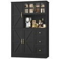 thumbnail image 6 of Homfa 62″ Farmhouse Pantry Cabinet with Microwave Shelf, Kitchen Hutch with Adjustable Shelves, 5-doors Freestanding Cupboard for Living Dining Room, Black, 6 of 7