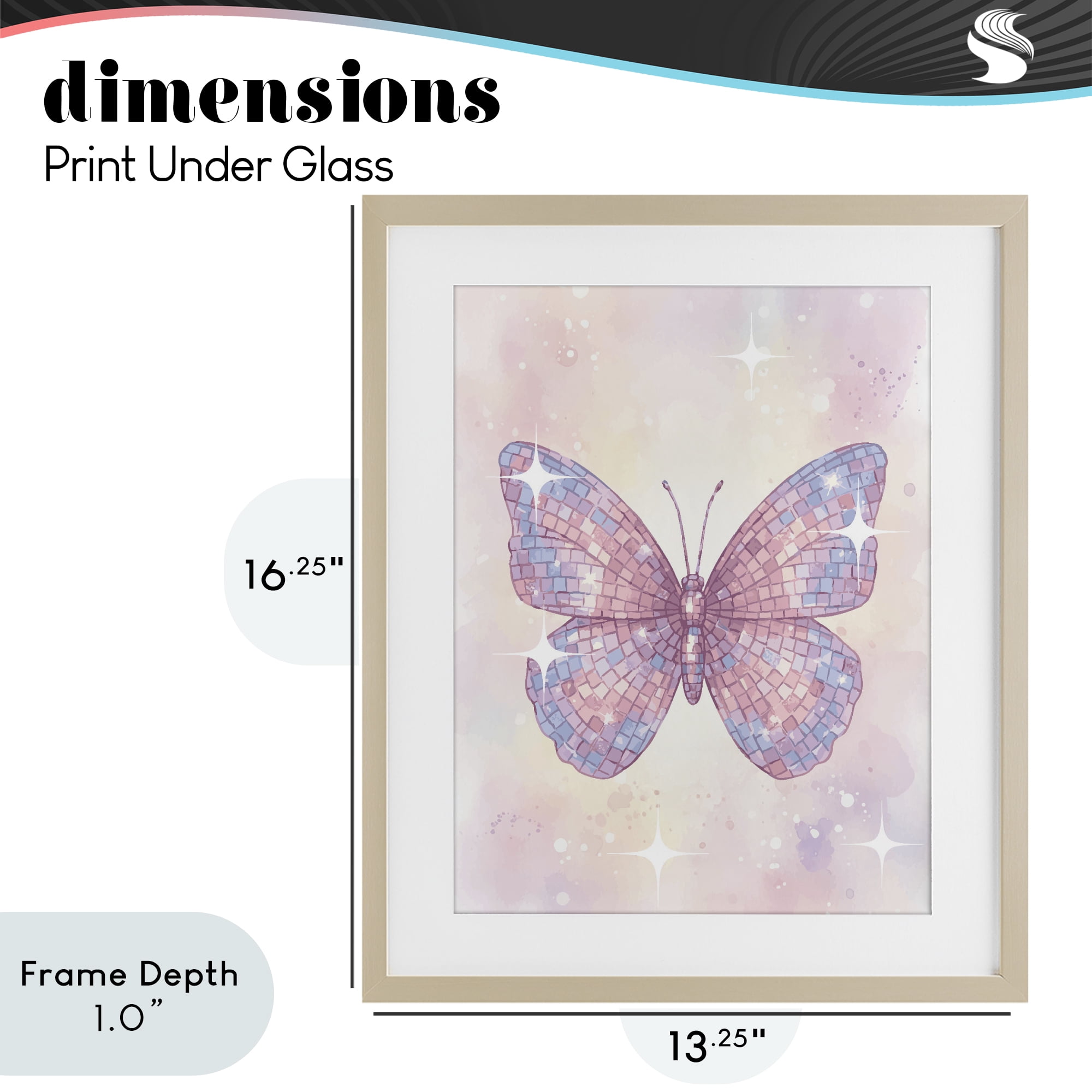 Stupell Industries Delicate Disco Butterfly Birch Framed Print Under Glass, design by Lil' Rue