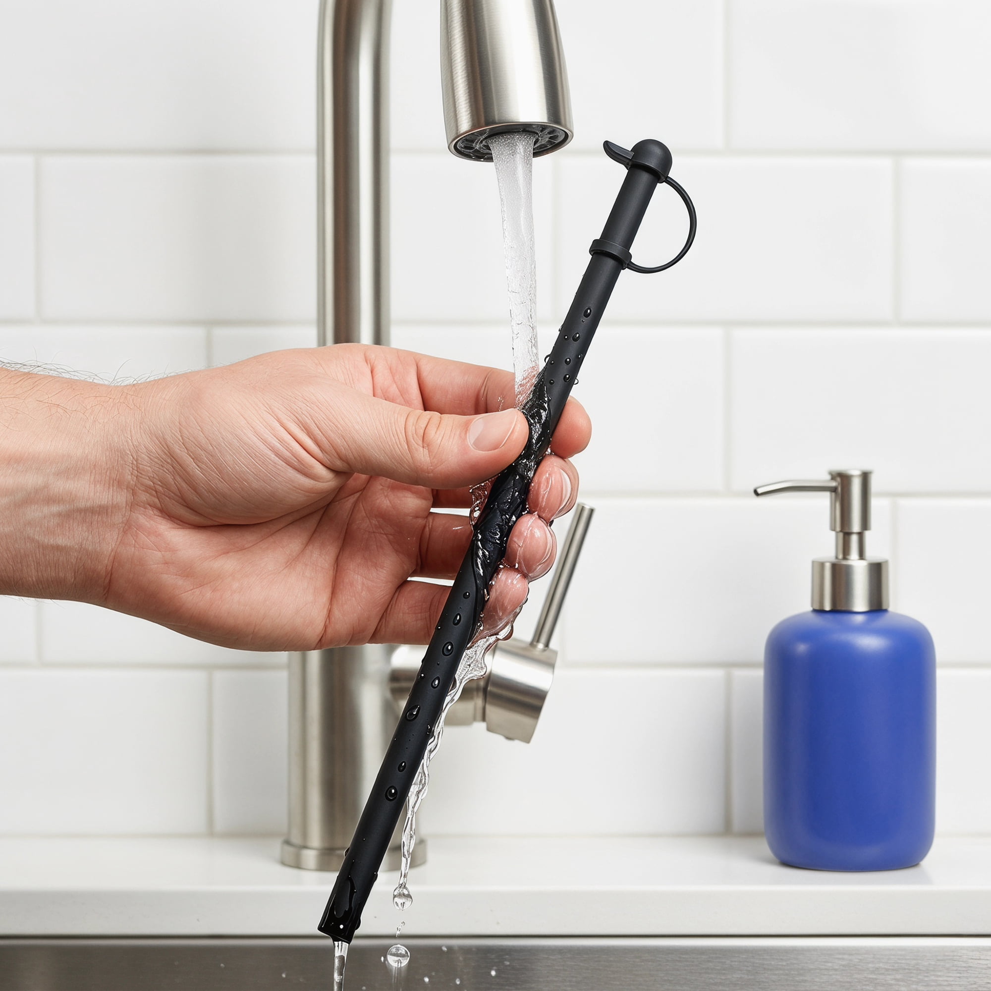 Unique Bargains 10Pcs Reusable Silicone Dishwasher Safe Straws Black