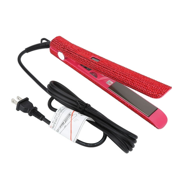 Rhinestone Flat Iron Adjustable Red Hair Straightener Quick Heat For Office For Girls US Plug 110V Walmart