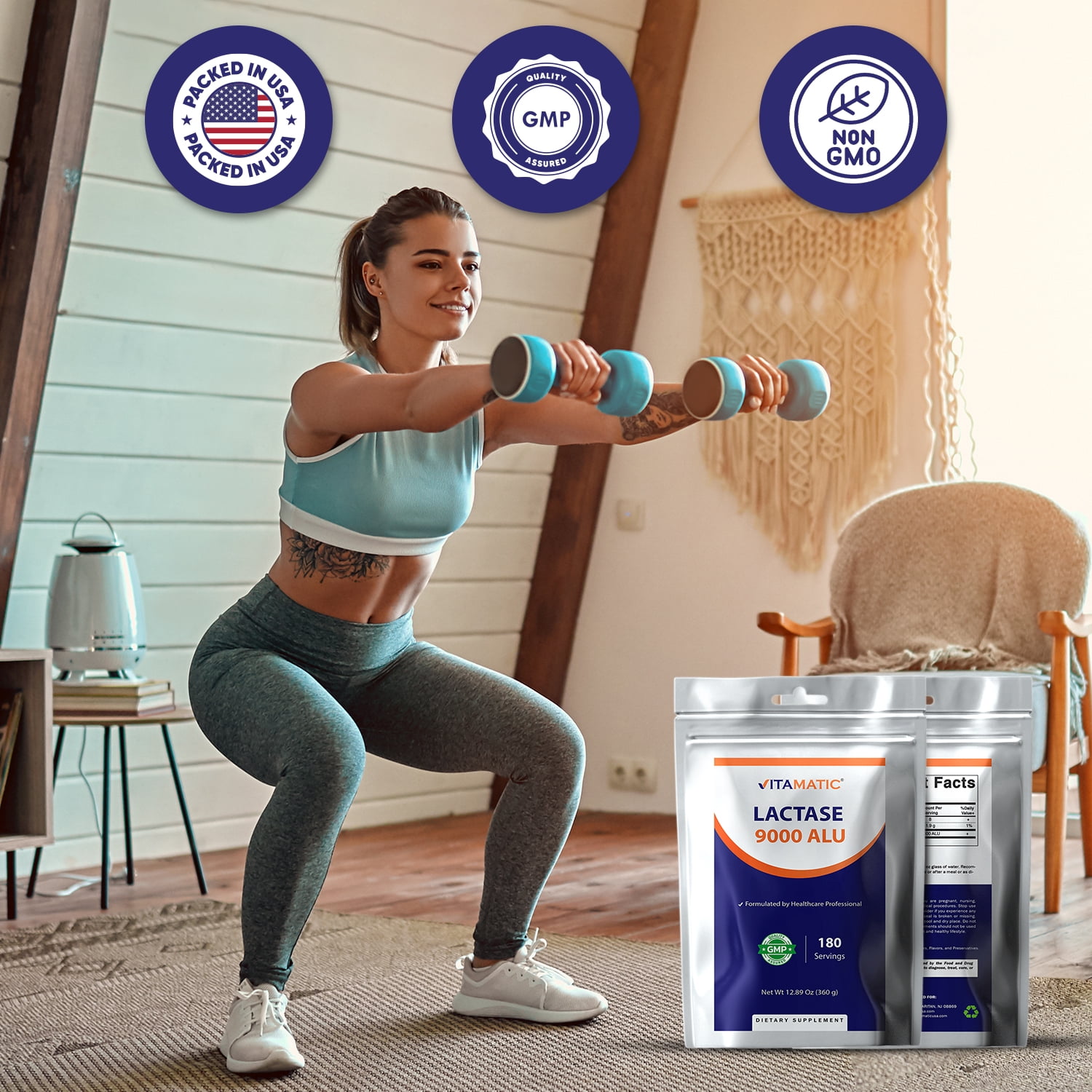 (2 pack) Vitamatic Lactase Enzyme Powder – 9000 ALU Per Serving – 180 Servings – Supports Lactose Digestion, Non-GMO, Gluten Free